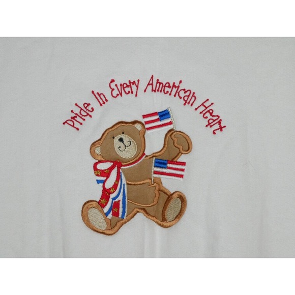 Vtg MC Energy Sportswear Sweatshirt Womens L White Embroidered USA Teddy Bear - Picture 3 of 11